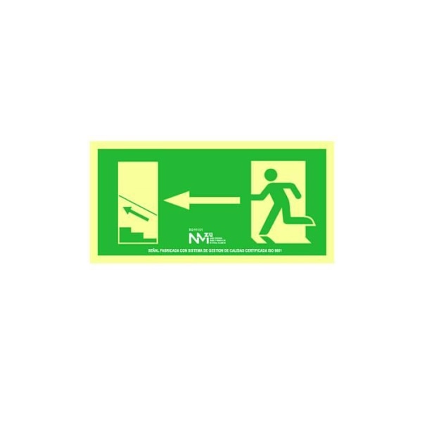GENERISK - Skilt Evakuering Trapper Øverste Venstre Pvc 0,7mm Klasse B 32x16cm B11151 Normaluz