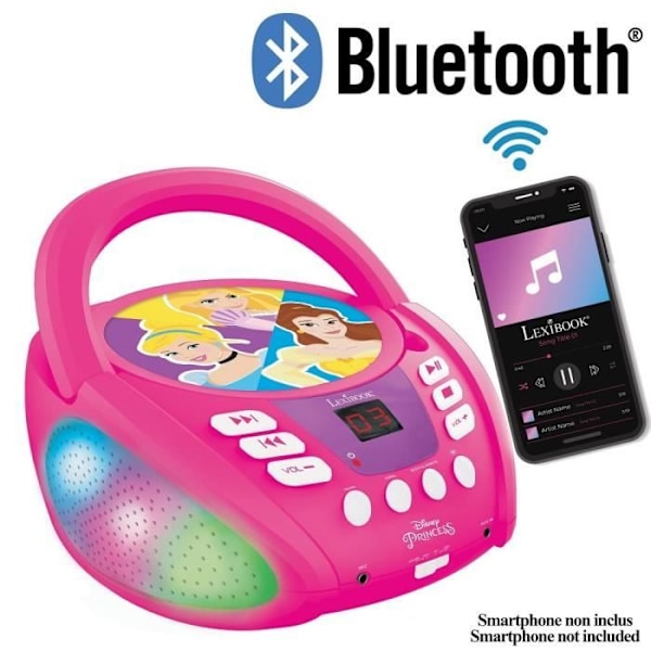Bluetooth CD-afspiller Disney Princess med Lyd- og Lys Effekter Rosa