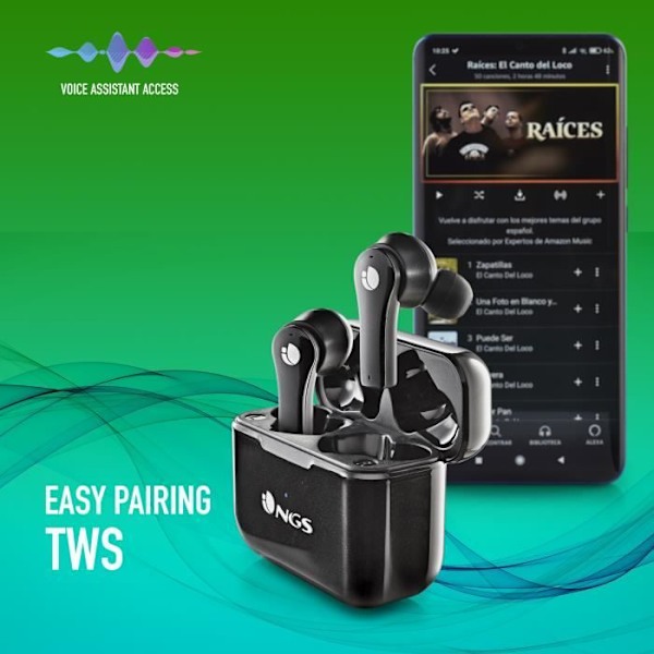 Trådlösa hörlurar - NGS - ARTICA BLOOM BLACK - Batteritid 24h - Touchkontroll - USB Typ C Svart
