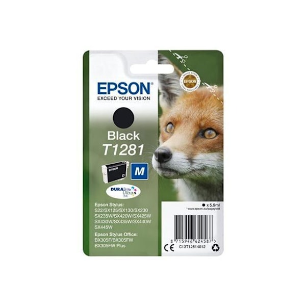 EPSON T1281 sort blækpatron - Fox (C13T12814012)