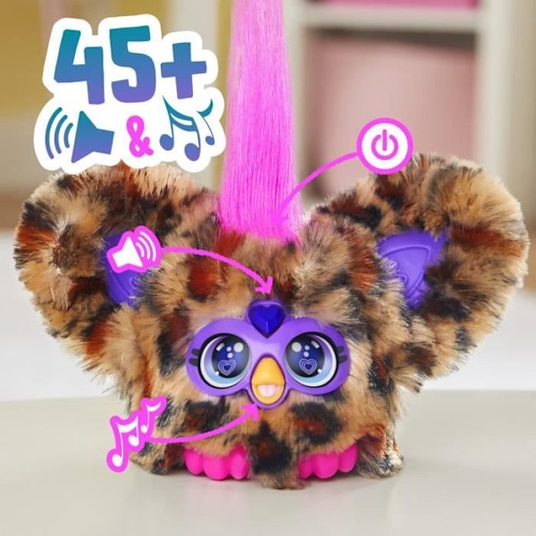 Furby Furblets Chee-Chee, mini elektroniikkapehmo tytöille ja pojille, yli 45 ääntä, alkaen 6-vuotiaille, Hasbro Flerfärgad