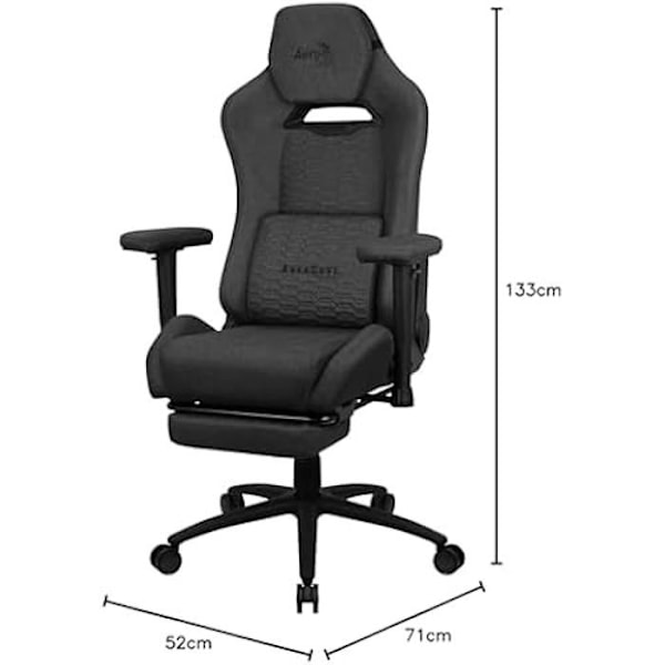 Premium Ergonominen Pelituoli - AEROCOOL - ROYALASHBK - Jalkatuki - Aeroweave-tekniikka - Musta Svart