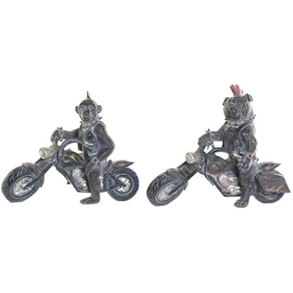 Dekorativ statyett - HOME ESPRIT - Biker - Mörkgrå - 2 enheter - 15 x 24 x 29 cm Flerfärgad