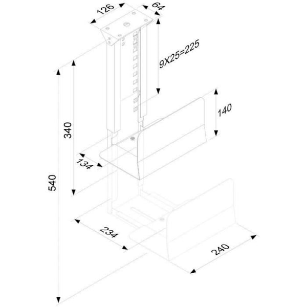 NEWSTAR computerstøtte - Monteres under skrivebordet - Sort - Justerbar højde 39-54 cm