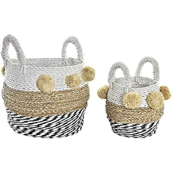 Korgset - DKD Home Decor - Standard - Rotting - 34x33x26 cm - Färger: vit, svart, beige Svart, beige, vit