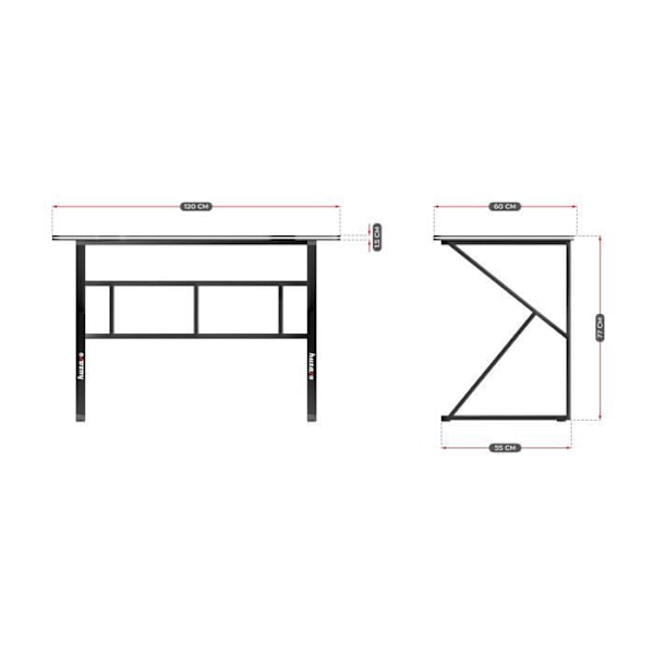 Bureau gaming HUZARO HERO 1.6 Sort, Ergonomisk skrivebord, PC gaming, IT, Gamer, Spil skrivebord, 120x60x77cm sort