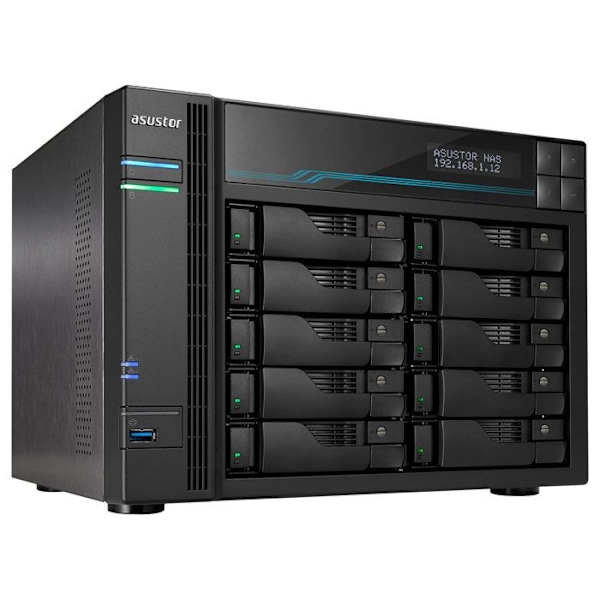 NAS-server - ASUSTOR - AS6510T - 10 fack - 8 GB DDR4 - Intel Atom C3538 Svart