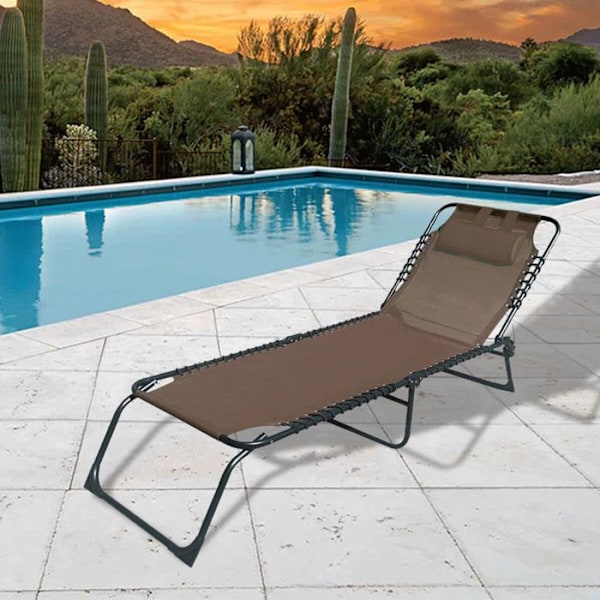 Brun hopfällbar loungestol | Trädgårdsstol utomhus 190 x 27 x 58 cm | Utomhusfällbara fåtöljer - Marbueno