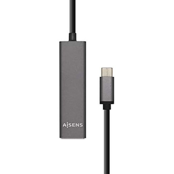 Aisens - A109-0403 - USB 3.1 USB-C Hub, USB-C han til 4 x Type A hun, Grå, 15 cm