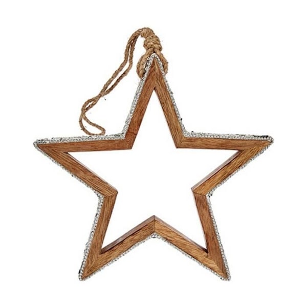 juldekorationer stjärnglitter siluett 23 x 2,5 x 40 cm silverträ