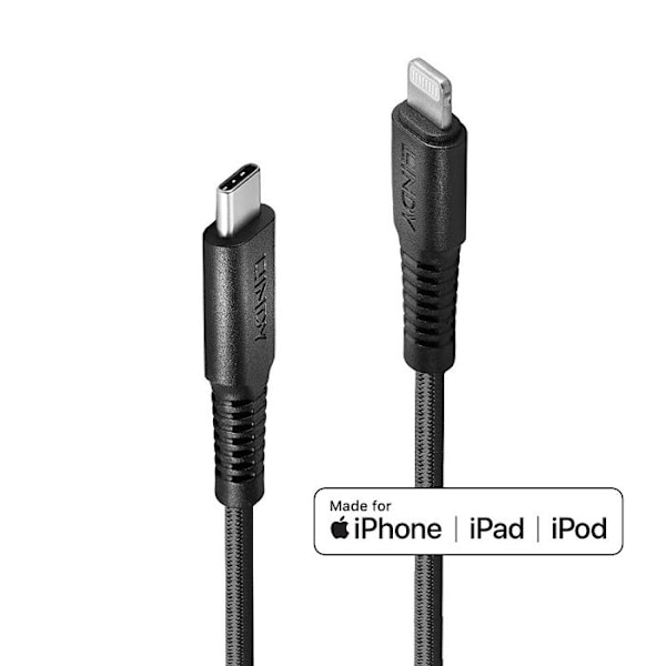 USB-kabel - LINDY - 31285 - Lightning-connector - USB-C han - 0,5 m sort