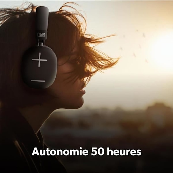 Bluetooth-hörlurar - T'nB - Bounce Max - Batteritid 50 timmar - Passiv brusreducering - Inbyggd mikrofon Svart grå