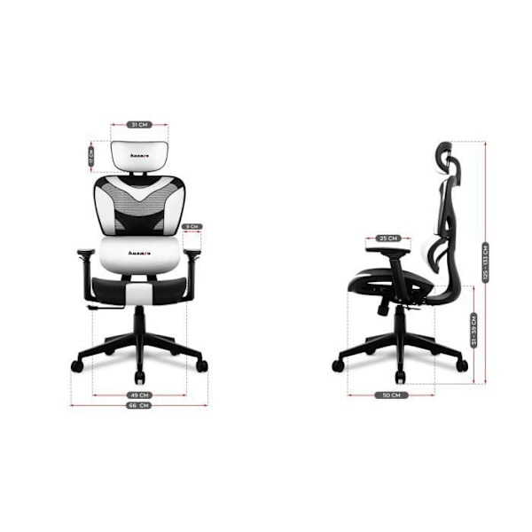 HUZARO Combat 8.0 ergonomisk spelstol vit - Justerbar höjd och armstöd - Svankstöd - Nackstöd Vit