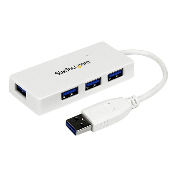 USB 3.0 Hub - StarTech - ST4300MINU3W - 4 porttia - Integroitu kaapeli - Valkoinen