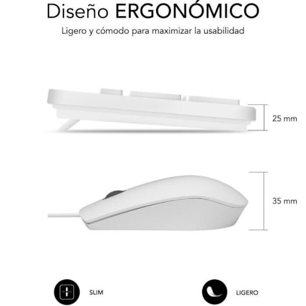 Combo Tastatur og Mus - Subblim - Business Slim - Støjsvag - Ergonomisk - Vandafvisende