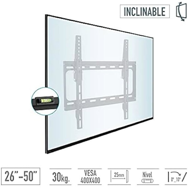 TM Electron TMSLC016 Universalt lutande väggfäste för LED, OLED, LCD, plasmaskärmar eller TV-apparater från 10" till 24", Max. 15