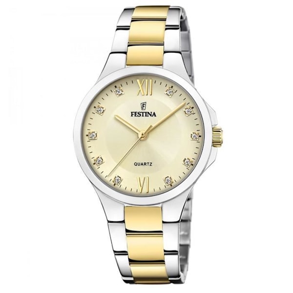 Ur - FESTINA - Ur til kvinder i bicolour stål - Champagne skive - Stålleder - Quartz 34mm Vit, gyllene