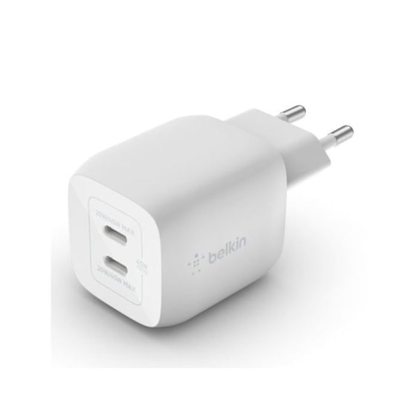 Lader - Belkin - 45W PD PPS - Dual USB-C - GaN - Hurtigopladning