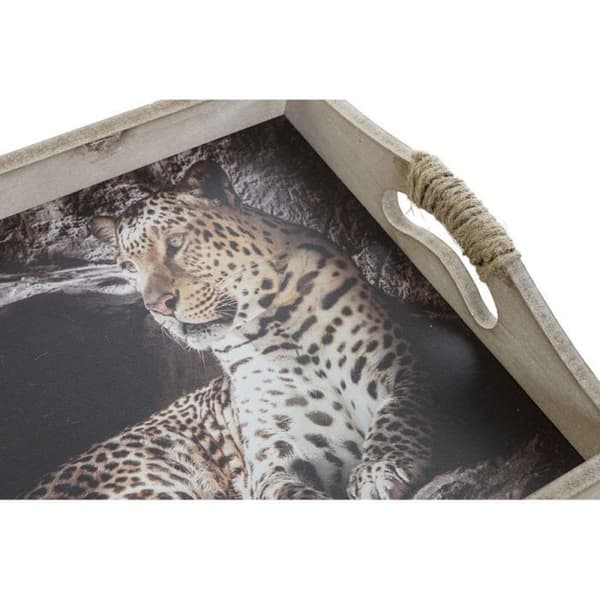 Platta - DKD Heminredning - 2 delar - MDF-trä - Leoparddesign - 40 x 30 x 6 cm Leopard