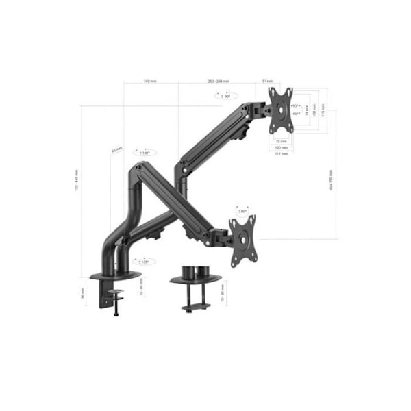 Tavlestøtte - AISENS - DT32TSR-141 - Inklinerbar - 3 lede - 2 arme - 8Kg