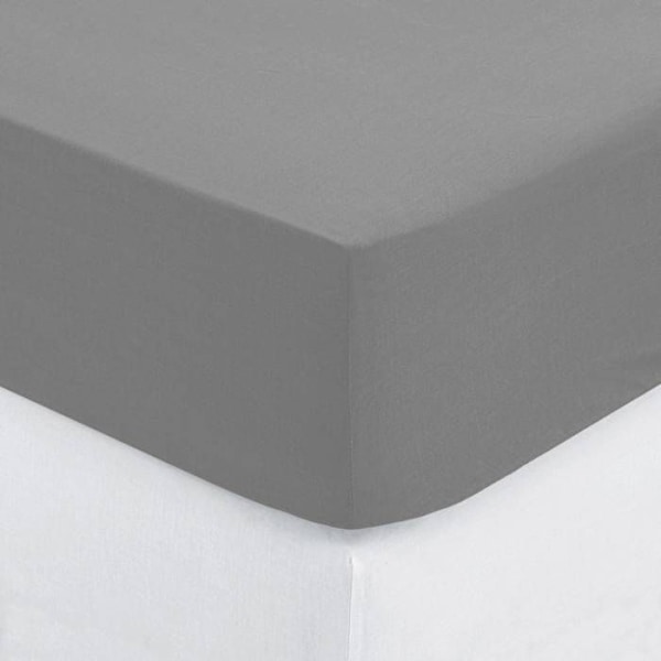 Drap Housse - Atmosphera - Grå - 160x200cm - Bomuld - Vaskbar ved 60° Grå