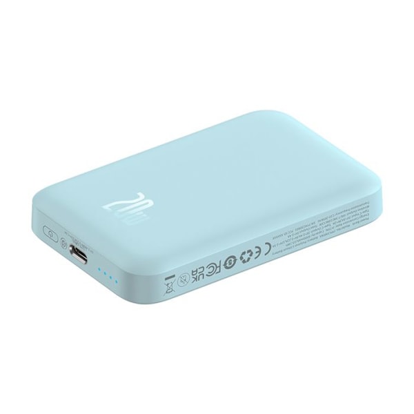 Extern batteri Typ-C Typ-C, trådlös laddning, 20 W, 6000 mAh + Typ-C kabel, 30 cm - Baseus Mini Air (P10059002313-00) - Blå