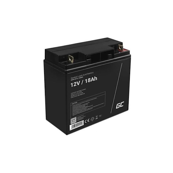 AGM-batteri - Green Cell - 12V 18Ah - Undgået elektrolytlækage - Vedligeholdelse gratis - Forskellige applikationer Svart