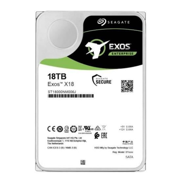 SEAGATE ENTERPRISE ST18000NM000J 3.5'' 18000 Go SATA III - 7200 Kierrosta/min - 256 Mo välimuistia