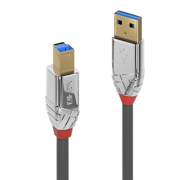 USB 3.0 tyypin A–B kaapeli - LINDY - Cromo Line - 0,5 m - Kolminkertaisesti suojattu - Kullatut koskettimet