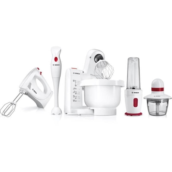 Batteur - BOSCH - MFQP1000 - 300 W - 2 hastigheder + turbo - 2 rustfrie piskeris hvid