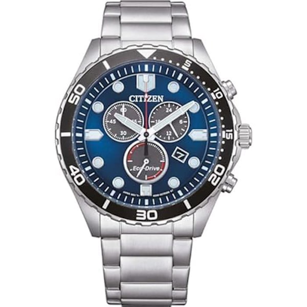 Citizen Sport Chrono AT2560-84L Miesten Chronographikello - Sininen Teräspintainen Kellotaulu Blå