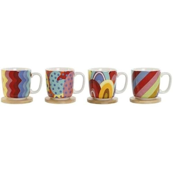 Kaffekoppset - DKD Home Decor - Flerfärgad - Korall och bambu - Cylindrisk - Modern design Flerfärgad