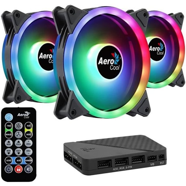 AEROCOOL Duo 12 Pro (3-pack) - 120 mm A-RGB-fläkt för låda Svart