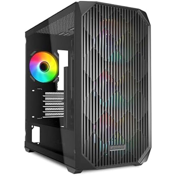 PC-kabinet mATX - SHARKOON - MK3 RGB - Sikkerhedsglas - 4 forudinstallerede ventilatorer - USB-C Sort