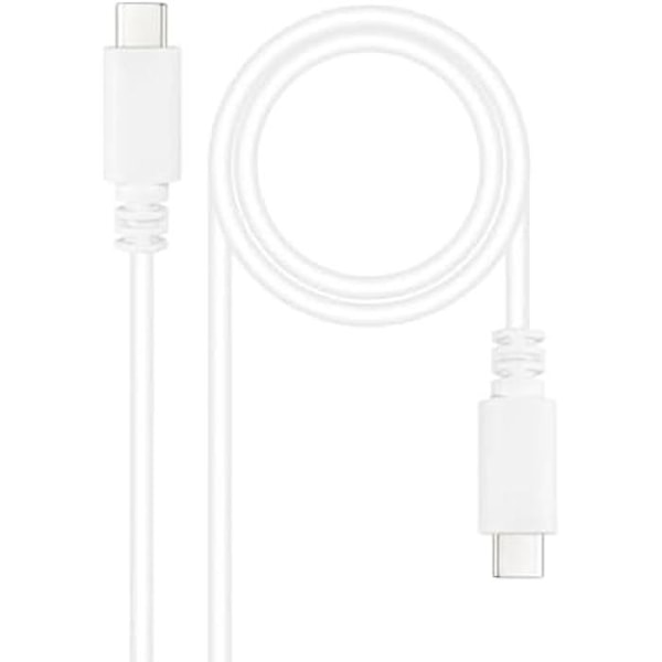 NANOCABLE 10.01.2301-W- USB-C til USB-C 3A-kabel, til mobiltelefoner, tablets, bærbare computere osv. USB