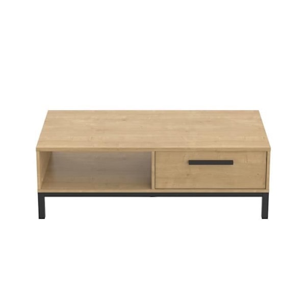 Bord med 1 skuffe / 1 niche - CRAFT - rektangulær - Hamilton eg / sort - 110,4 x 50 x 36,9 cm - DEMEYRE Hamilton ek och strukturerad svart