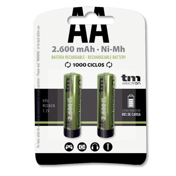 R06 AA 2600mA 1,2V NiMh batteri - BLISTER 2 UND
