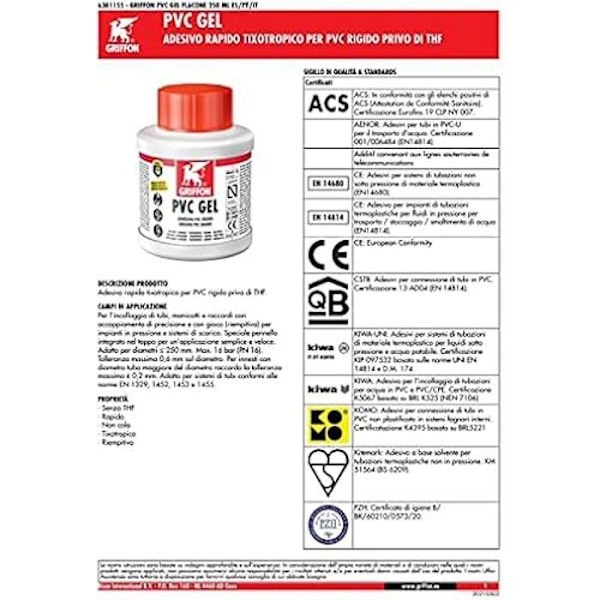 PVC gel lim 250 ml med børste - Griffon - Imedio Produkter