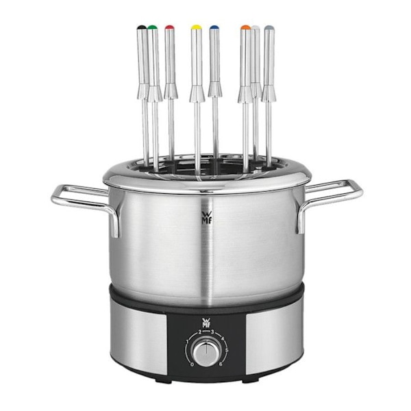 WMF 415130011 - LONO - Fondueapparat til 8 personer, med gryde og 8 gaffel i rustfrit stål Rostfritt stål