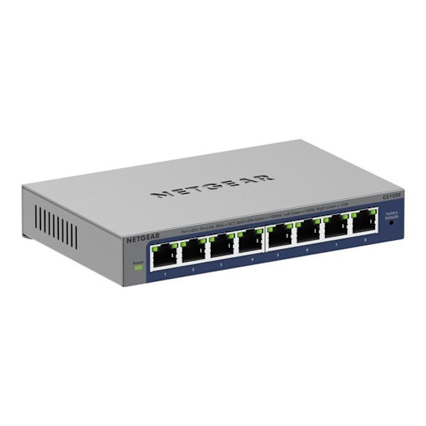 Verkkokytkin - NETGEAR - GS108E - 8 porttia - QoS - Kaistanleveyden hallinta