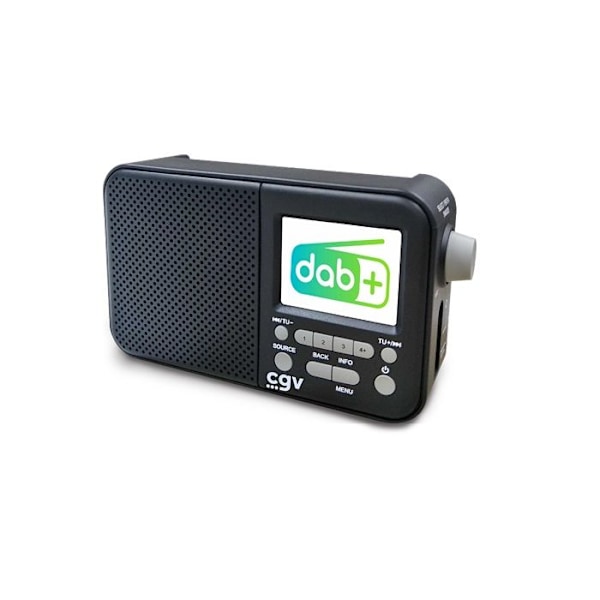 Bærbar DAB+ og FM-radio - CGV - DR7+ - 2,4" farvet TFT-skærm - Hovedtelefonstik - Øko-forbrug sort