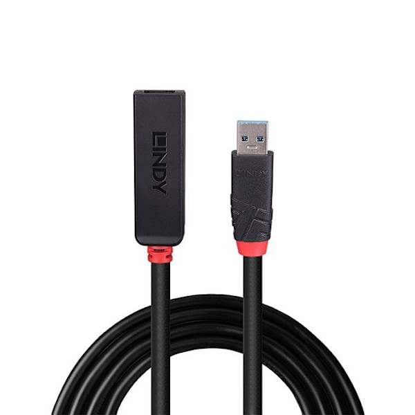 USB 3.0-förlängning - LINDY - 8 meter - Aktiv - Plug & Play - Svart