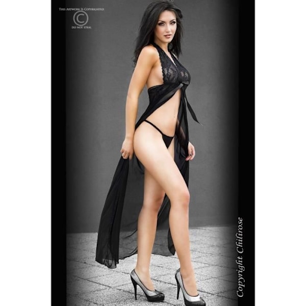 Upea pitkä musta negligee CR3275 CHILIROSE