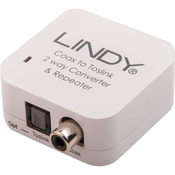 LINDY Digital SPDIF lydkonverter og forlænger: Toslink (optisk) RCA koaksial (kobber)