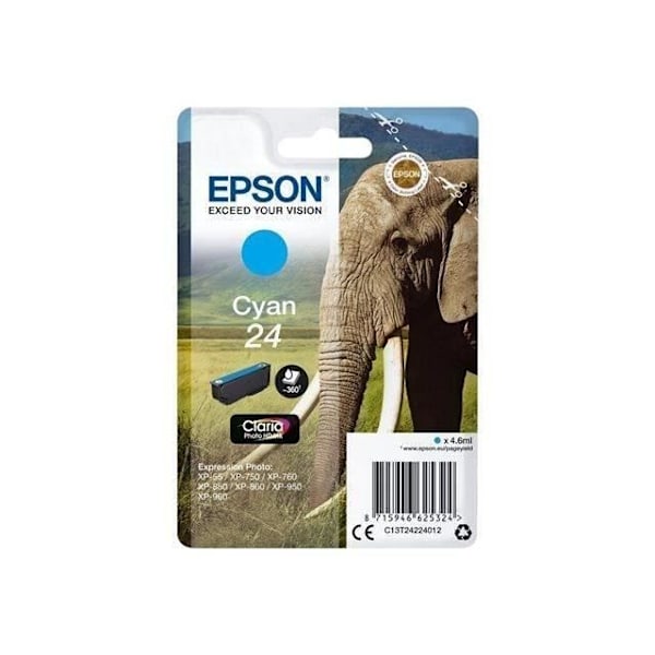 EPSON T2422 Cyan Ink Cartridge - Elephant (C13T24224012)