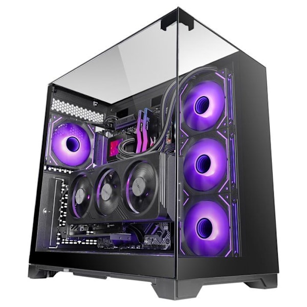 Mars Gaming MC-Vision ATX-kasse med triple hærdet glas, rammefri, dobbelt kammer design, USB 3.0, sort