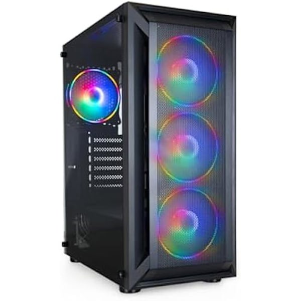 TOOQ TQGCC101-B - RAGNÄROK ATX/MicroATX/Mini-ITX Gaming Semi-Tower Case, hærdet glas, 4 RGB fans inkluderet, sort Sort