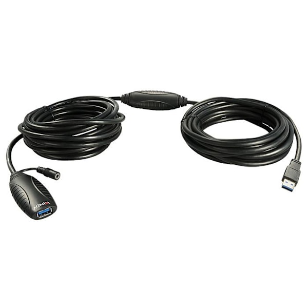 USB-förlängningskabel - Lindy - USB 3.0 - 15 m - Stöder 5Gbit/s - Svart