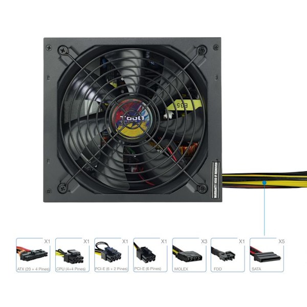 Bloc d’Alimentation TooQ TQAPOLO-600SP 600W Sort