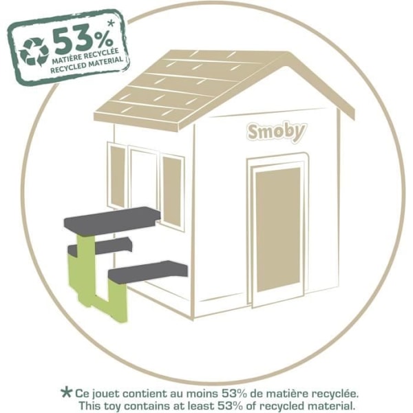 Smoby Life - Piknikbord, der kan tilpasses Smoby-huse - 2 bænke